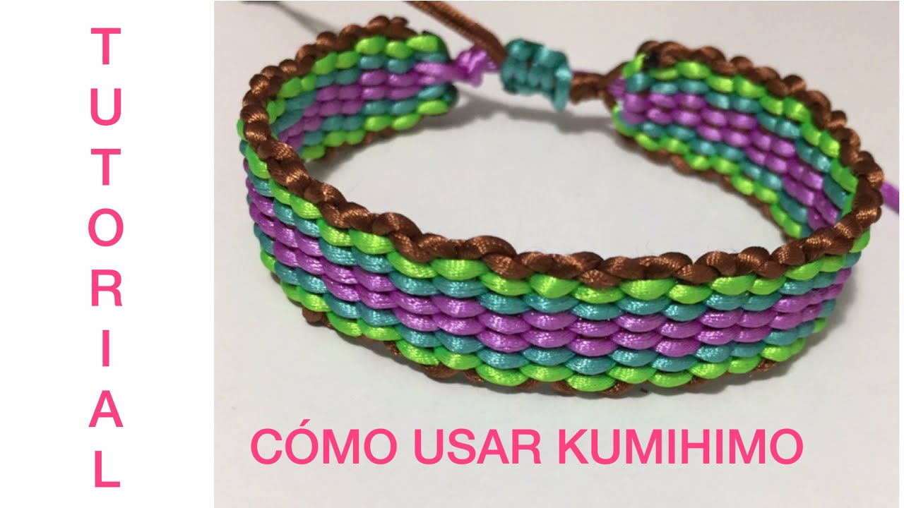 Pulsera de 4 colores  TEJIDO con KUMIHIMO #3 / ⭐ TUTORIAL FRIENDSHIP BRACELET