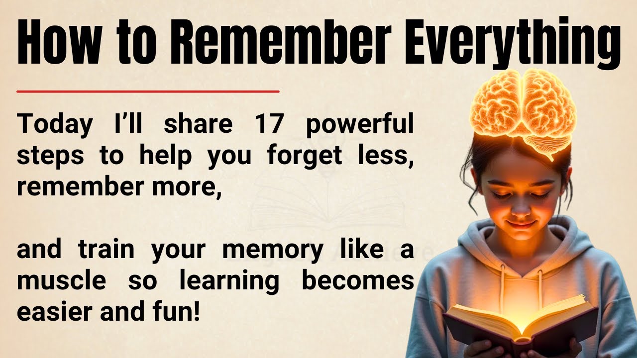 How to Remember Everything🔥|| 17 Proven Steps to Train Your Memory & Learn Faster || Graded Reader✅