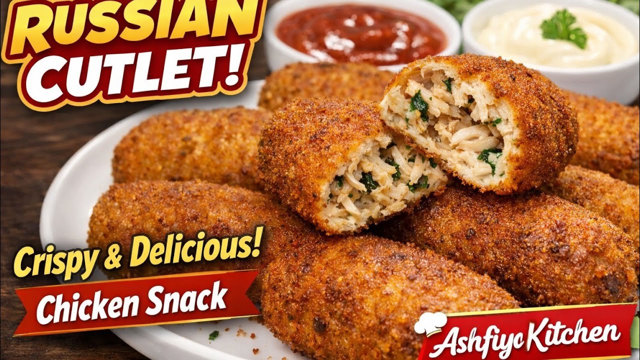 Russian Cutlet Recipe | Crispy Chicken Cutlet | Easy Non Veg Snack | Ashfiya Kitchen