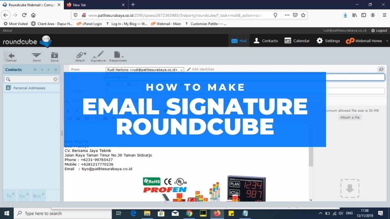 How to Create Email Signature Roundcube With Image and Text