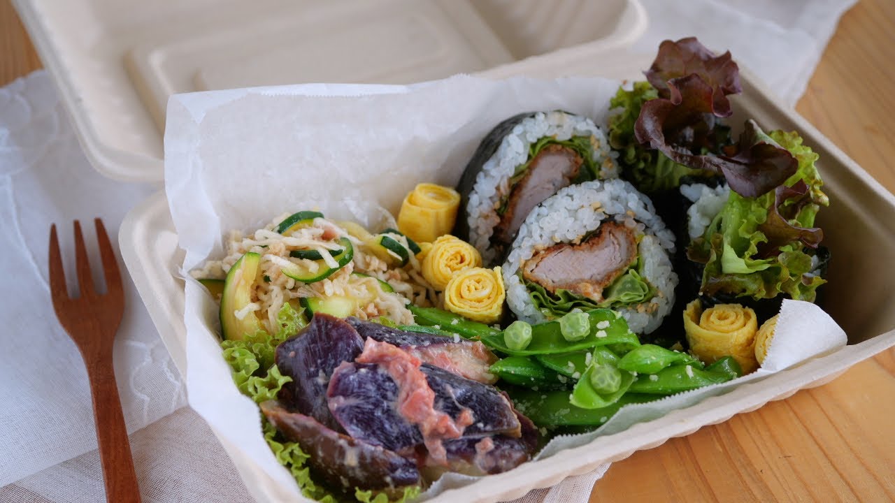 【とんかつ手巻きとちいさなおかず3選♡お弁当にも】「まるめし」 | 3 small side dishes and Tonkatsu hand rolls