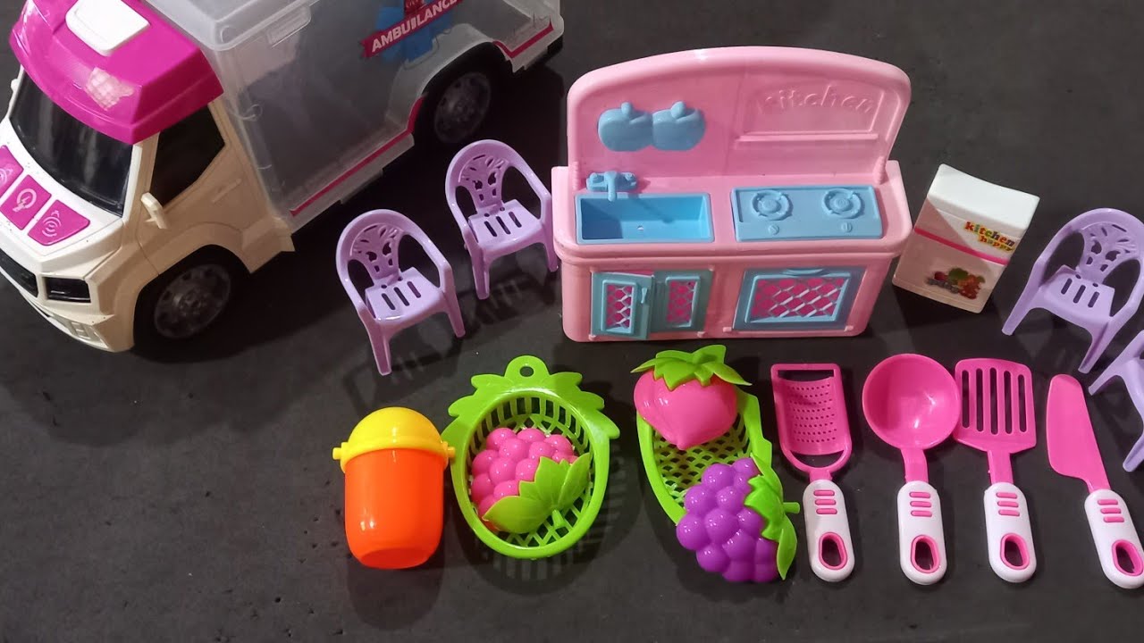 5 minutes Satisfying w/ unboxing Pink Ambulance & Cute Kitchen Set |Asmr video | Review toys