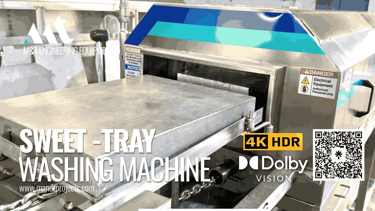 Sweet & Bakery Tray Washing Machine, Crate Washer, Bin Washer, Tray Washer, Continues Crate Washer.