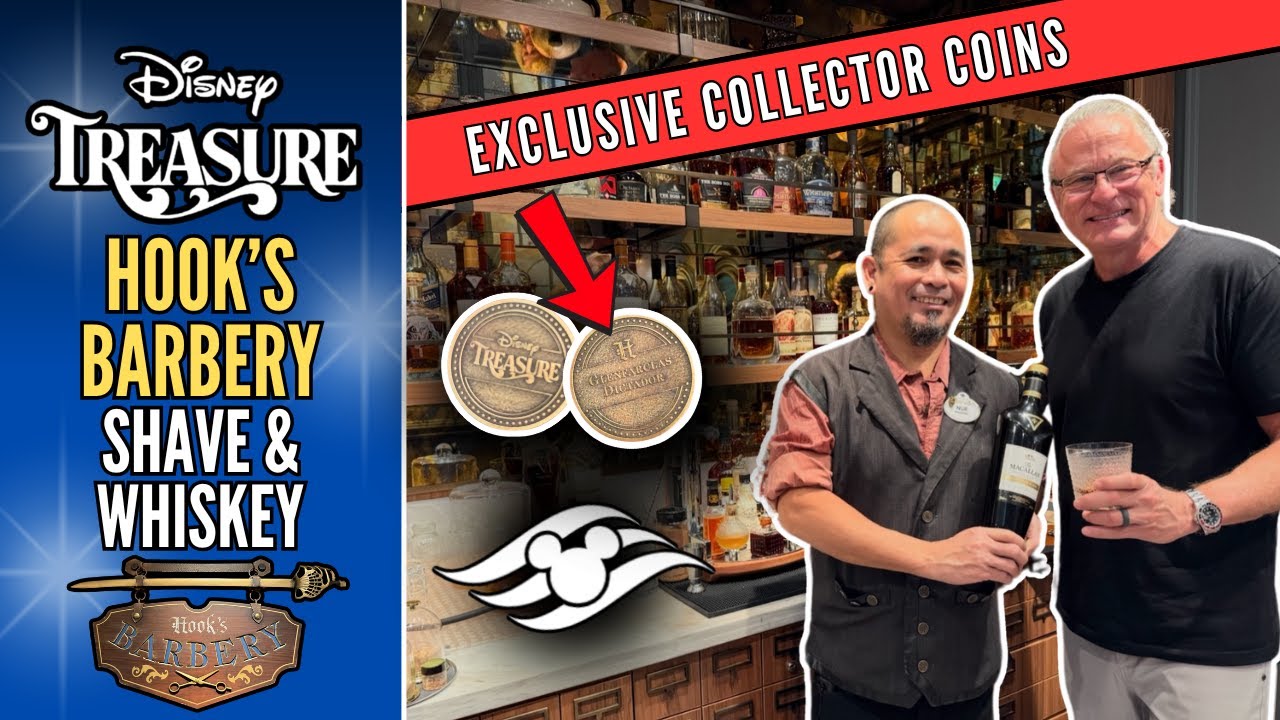 Disney Cruise Line TREASURE | HOOKS BARBERY & BAR Tour | The Captain's Grooming Treatment | Macallan