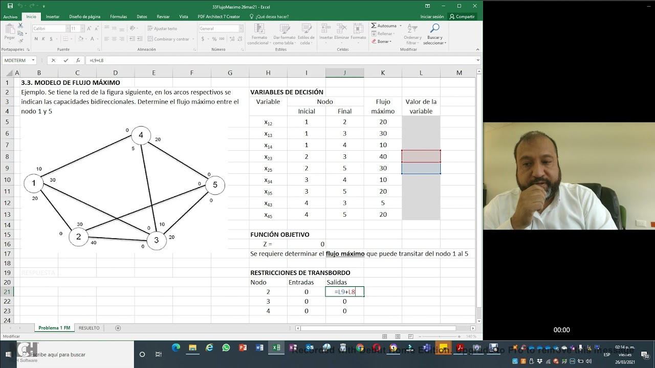 Flujo Máximo en una Red usando Solver de Excel