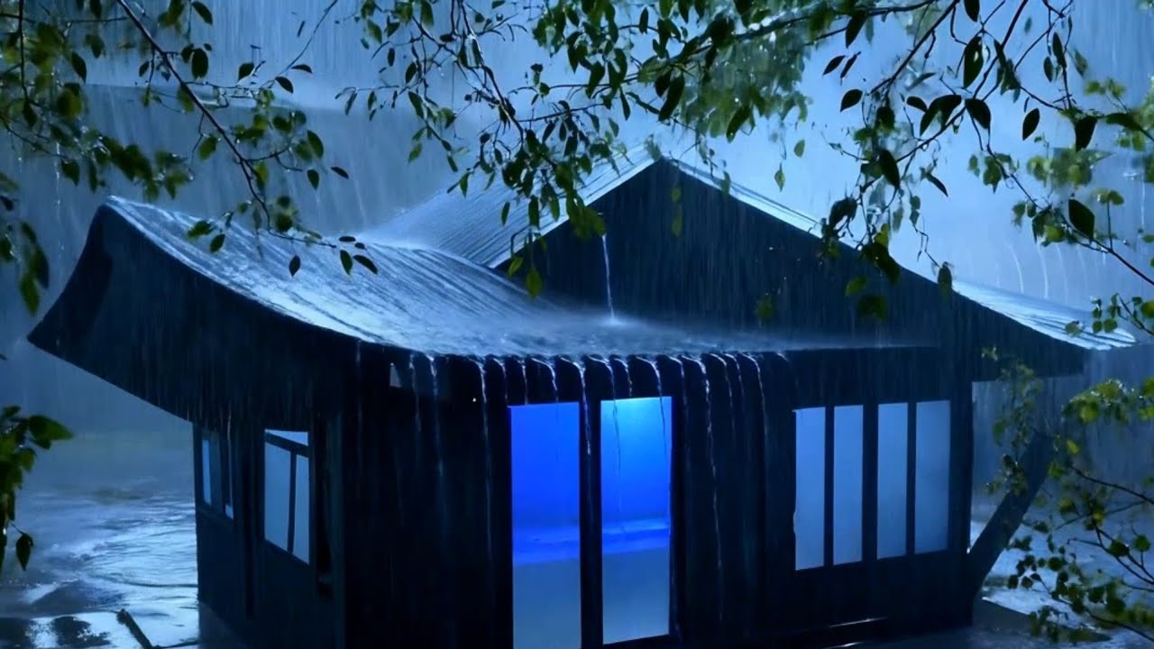 Fall Asleep in 5 Minutes 🌧️ Heavy Rain & Thunder on a Lonely Forest Thatched Roof