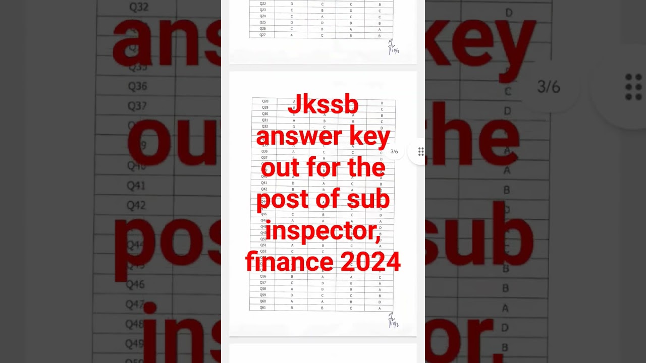 Answer key out for the post of sub inspector, Finance JKSSB