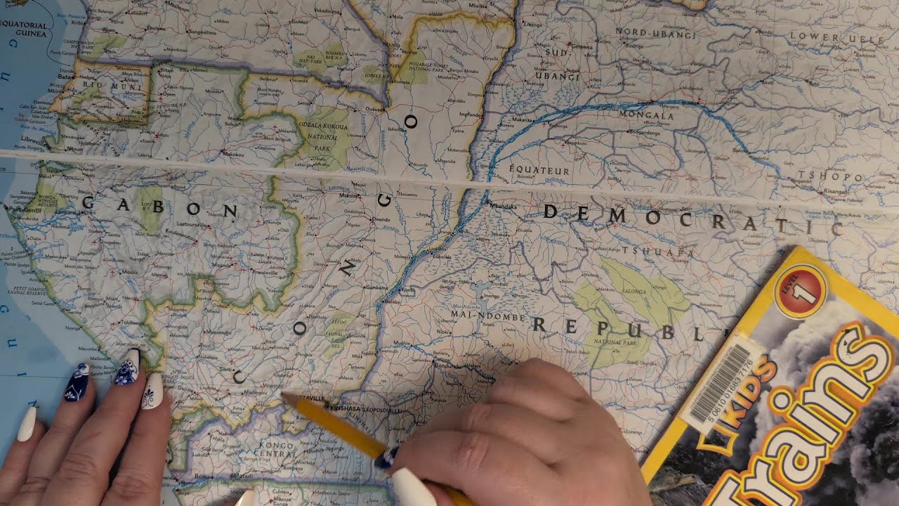 ASMR ~ Bouenza, Congo History & Geography ~ Soft Spoken Map Tracing, Whispered Train Facts
