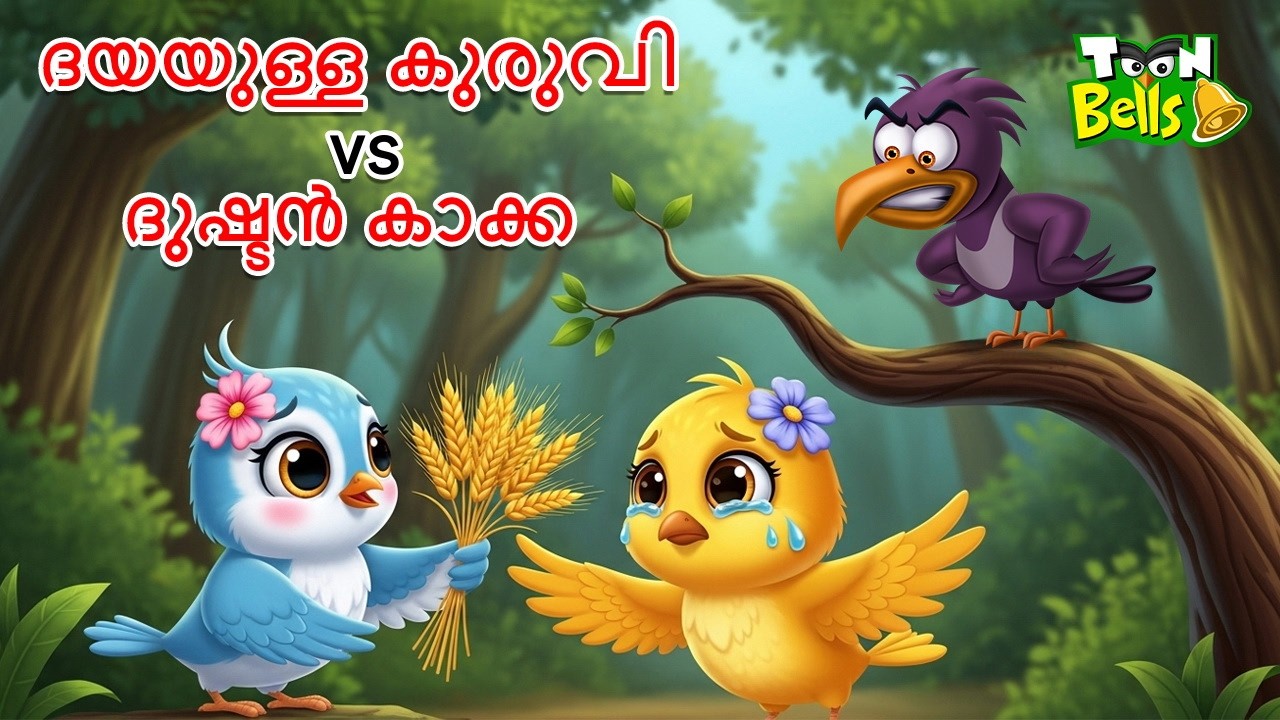 ദയയുള്ള കുരുവി vs ദുഷ്ടൻ കാക്ക | The Kind Bird and The Wicked Crow | Malayalam Fairy Tales