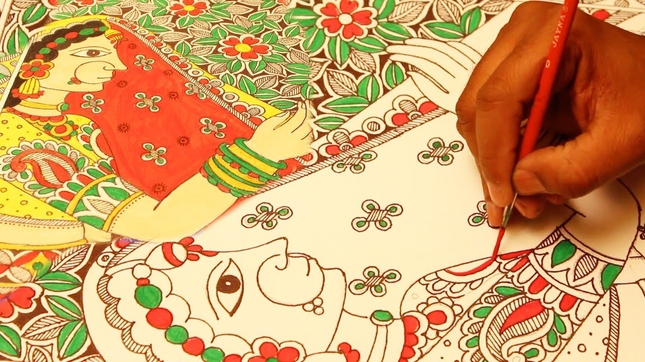 Madhubani art || Mithila art Indian and nepal folk art  || My creative hub