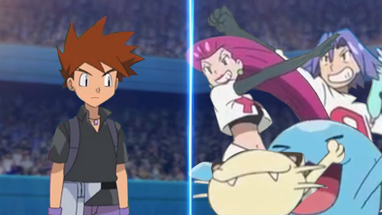 Pokemon Battle USUM Gary Vs Jessie and James (Pokémon Rival Vs Team Rocket Trio)