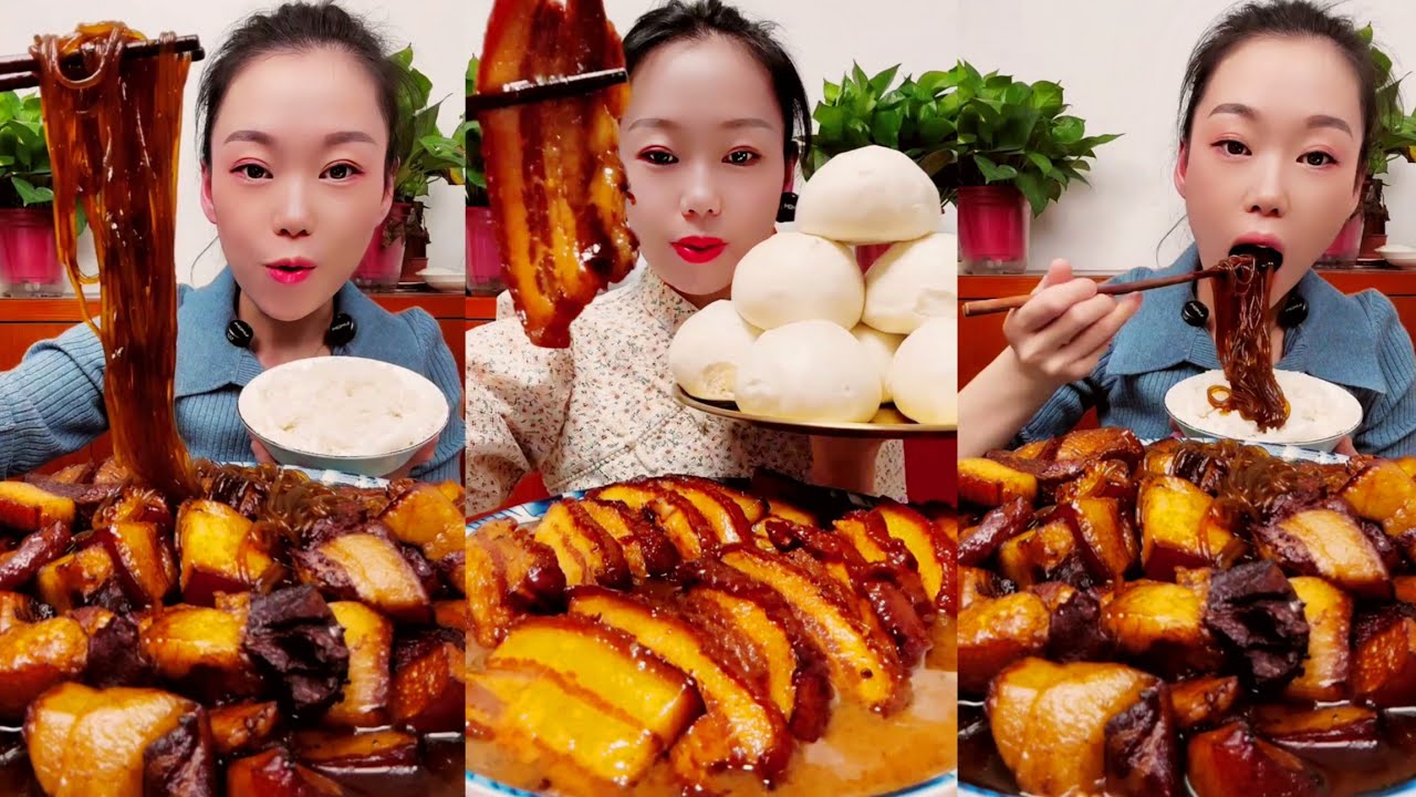 Spicy Food Mukbang Eating Challenge Chinese Braised Pork Belly, Eating Spicy Chinese Food!
