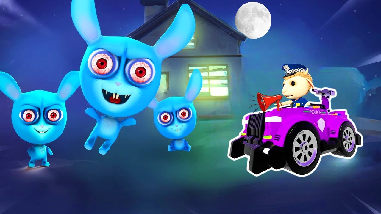 Hasen gegen Polizisten 🌕🐰 Halloween-Nacht 🚔 Cartoon für Kinder