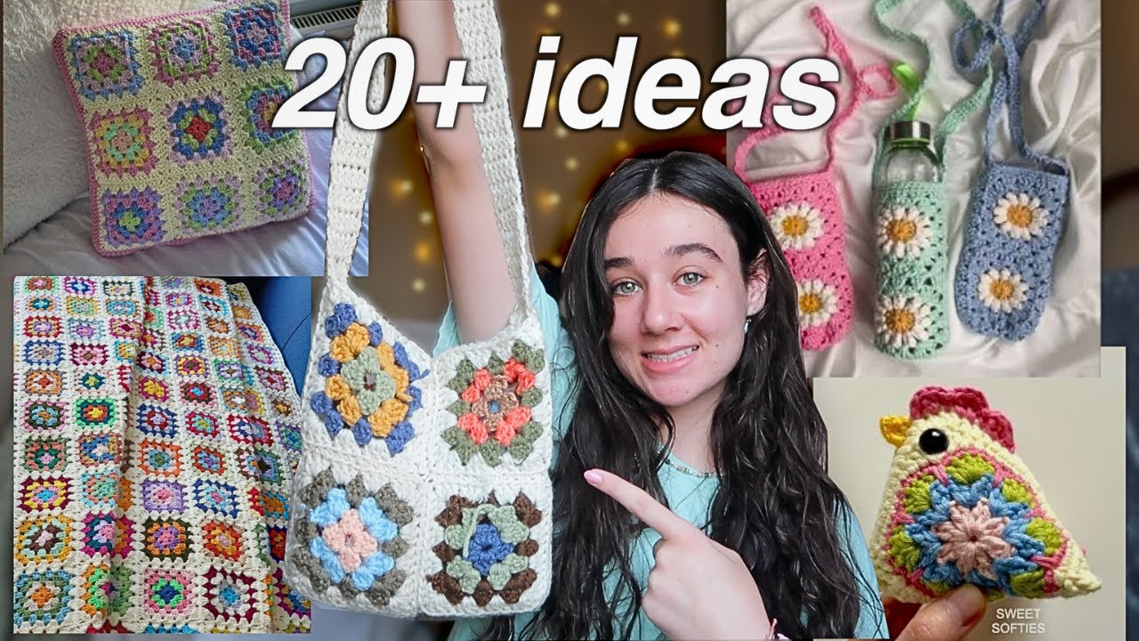 20+ идей для вязания крючком бабушкиного квадрата 💡