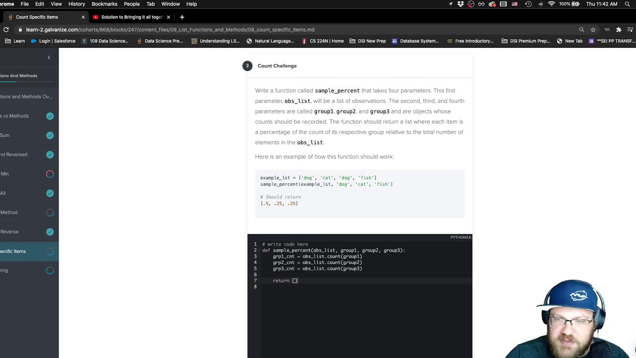 Python List Functions and Methods - The .count() method - Challenges #1 and #2