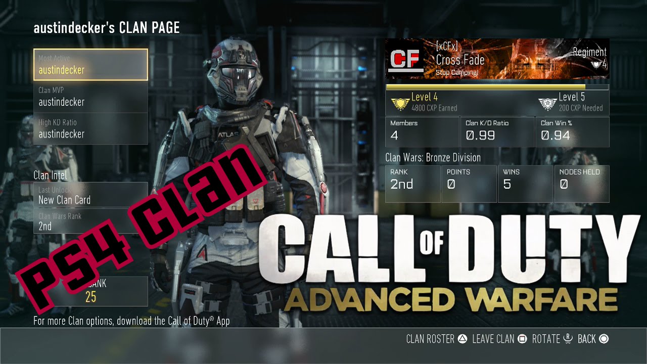 Call of Duty Advanced Warfare PS4 Clan NOW RECRUITING!!!