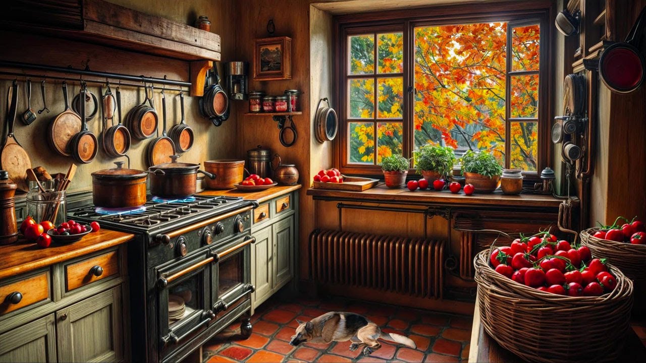 Cozy Autumn Kitchen Ambience | Peaceful Cooking Sounds for Focus, Sleep & Relaxation - No Ads