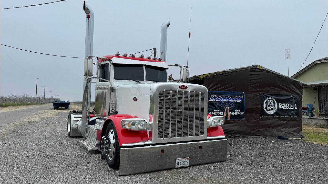 New air ride DIY kit getting test fitted on a Peterbilt