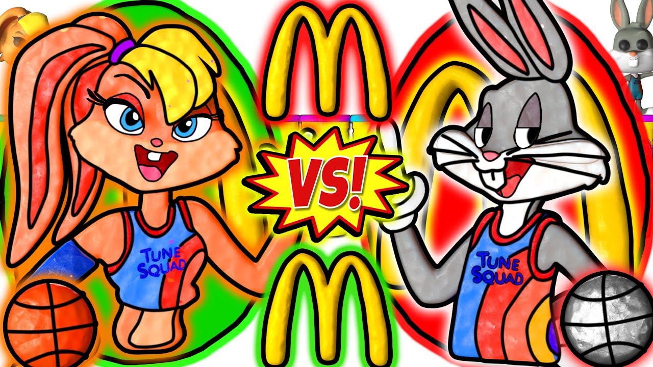 Huevos Sorpresa Gigantes de Space Jam 2 Lola Bunny VS Bugs Bunny de McDonalds de Plastilina Play Doh