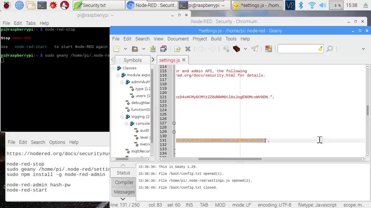 Node-Red : Web Editor Security in Raspberry Pi