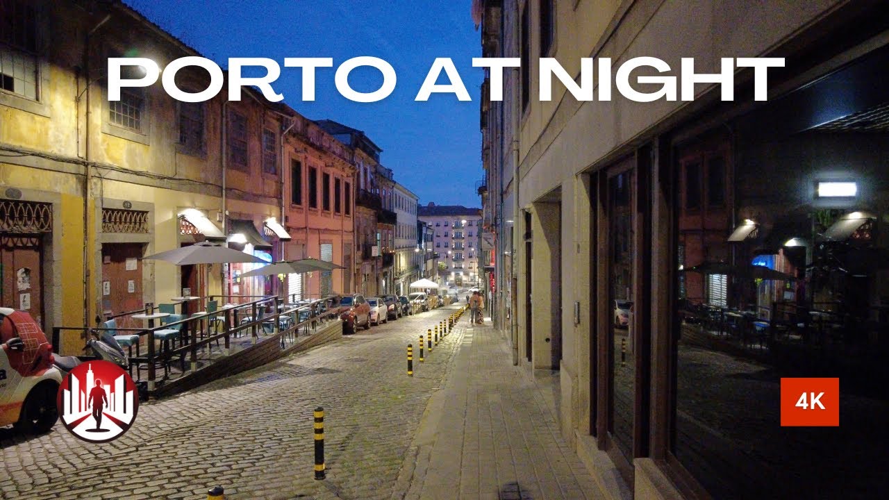 Porto at Night: 4k walking tour of the lively streets of Porto at night