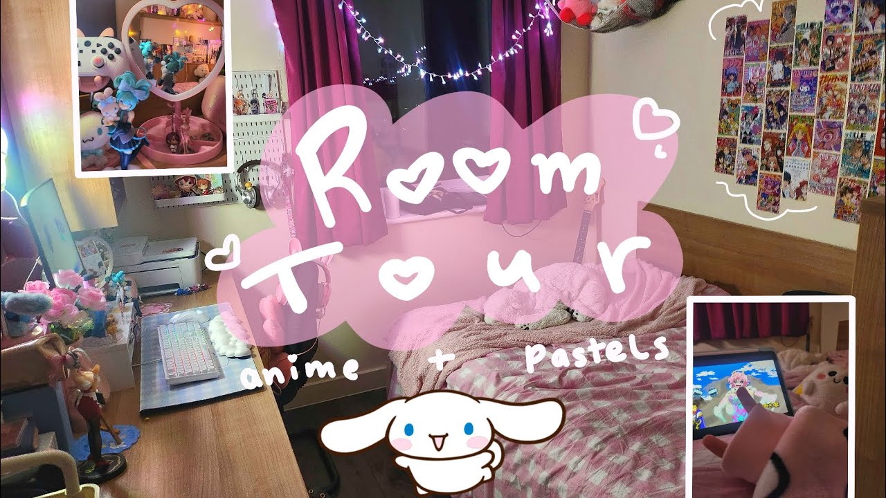 university room tour 🌷🍒 cute anime & pastel theme!