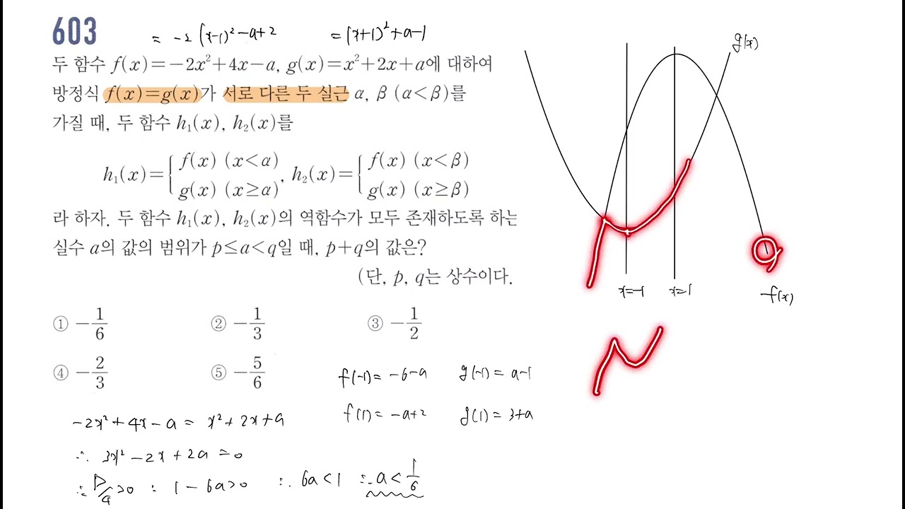 고쟁이 공통수학2 603번│함수│step3 내신 최상위권 굳히기를 위한 최고난도 유형