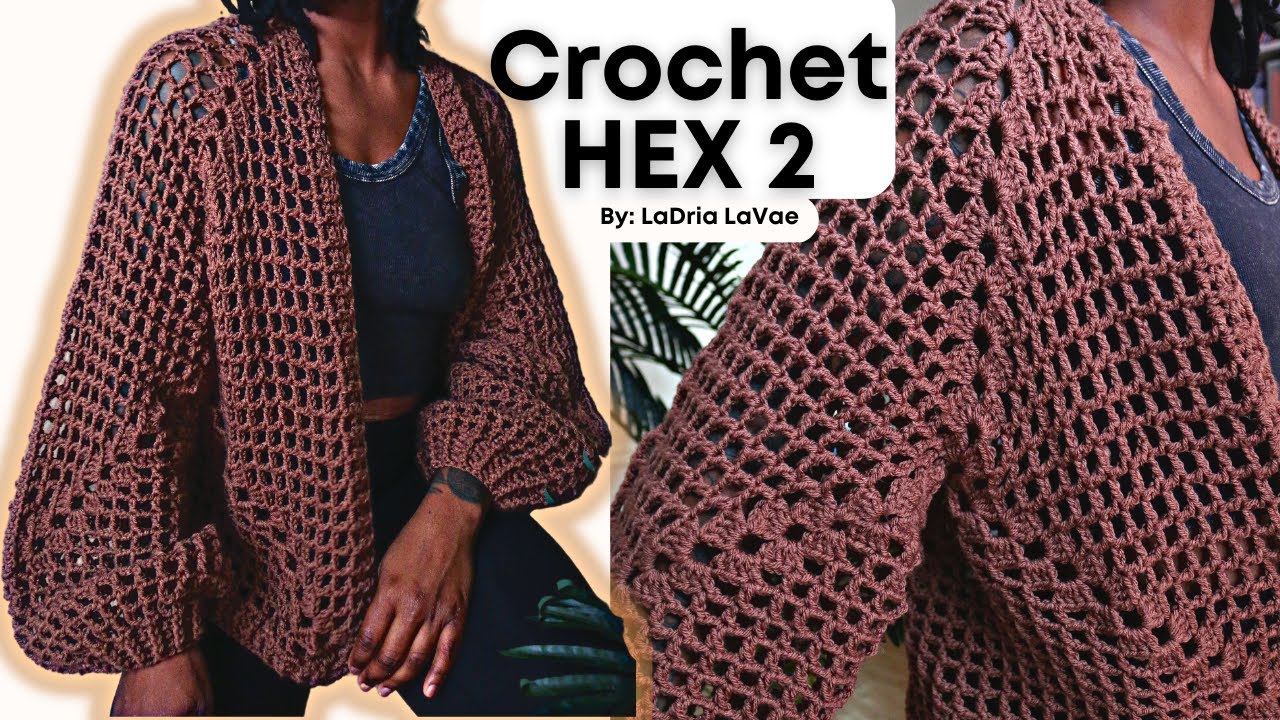 Кардиган крючком Hex 2 XS-5XL + схема