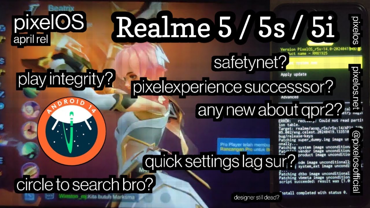 Pixel OS 14 on Realme 5/5i/5s || Install and Review Android 14 Custom ROM || April 2024 Patch