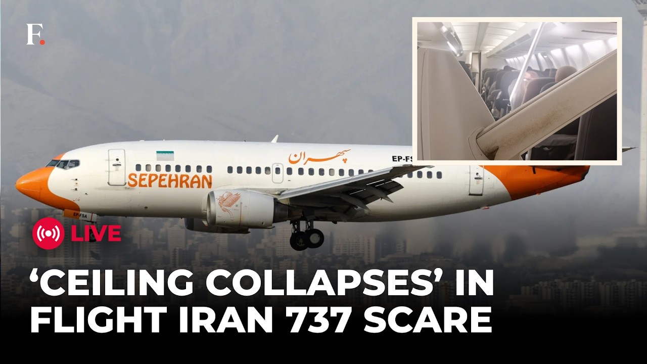 Boeing 737 Cabin Ceiling Collapses During Emergency Landing In Iran | Passengers Escape | LIVE