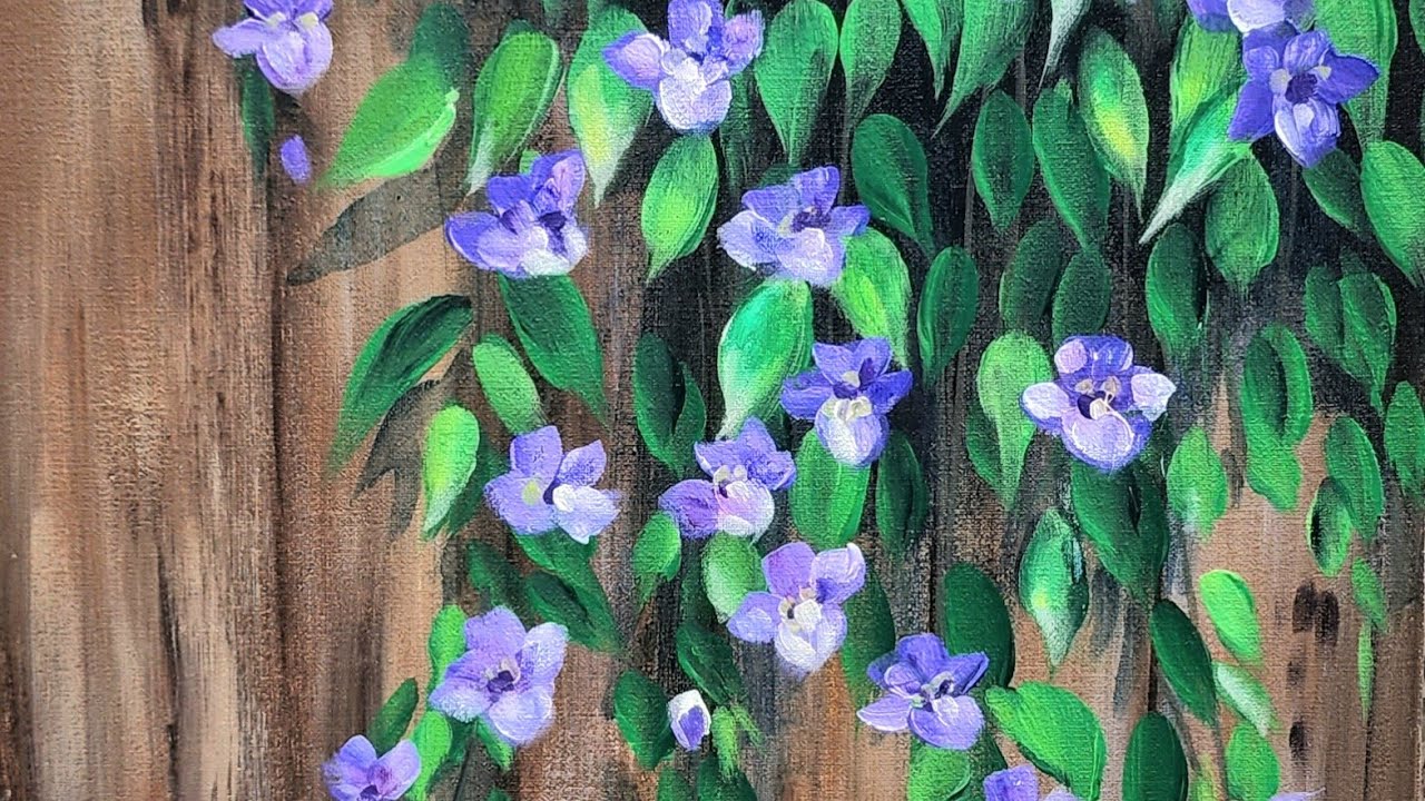 Easy Beginner Flowering Vines on Fence Acrylic Painting LIVE Tutorial