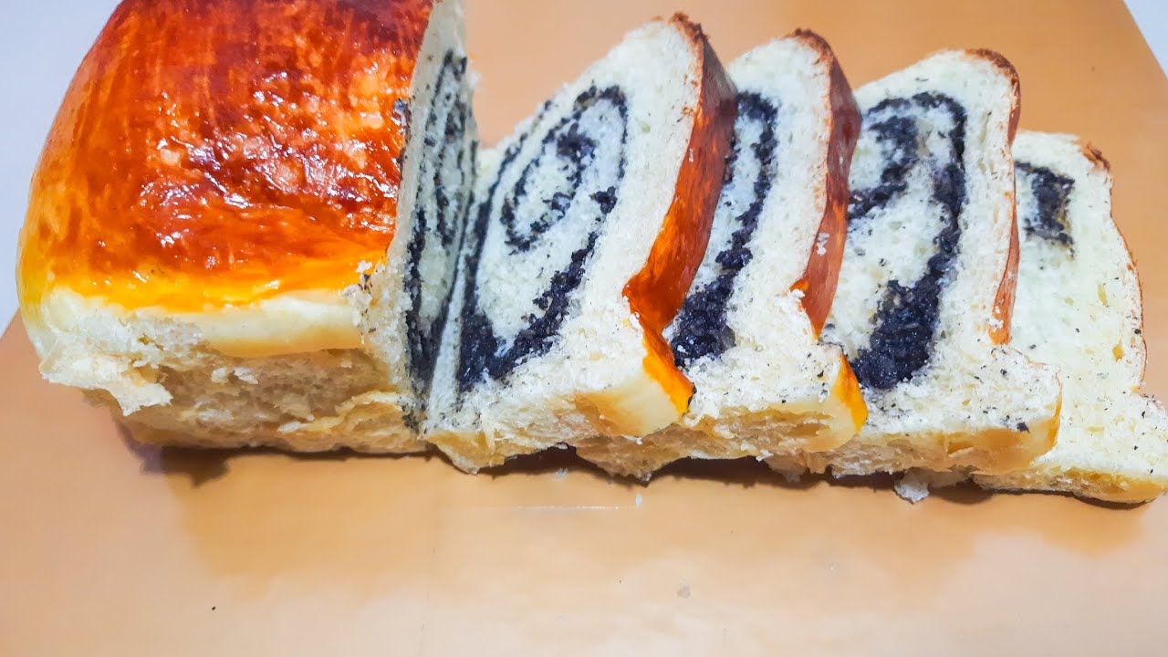 SOFT MILK BREAD WITH BLACK SESAME FILLING | ROLLED LOAF BREAD WITH BLACK SESAME SWIRL