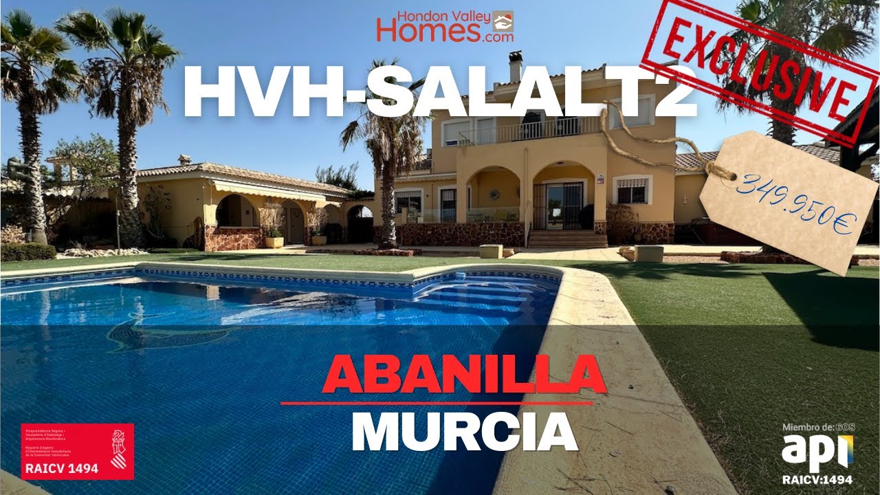 SOLD HVH-SALALT2 349.950€ 4 bed 3 bath with pool, pool house and fully furnished. Abanilla, Murcia