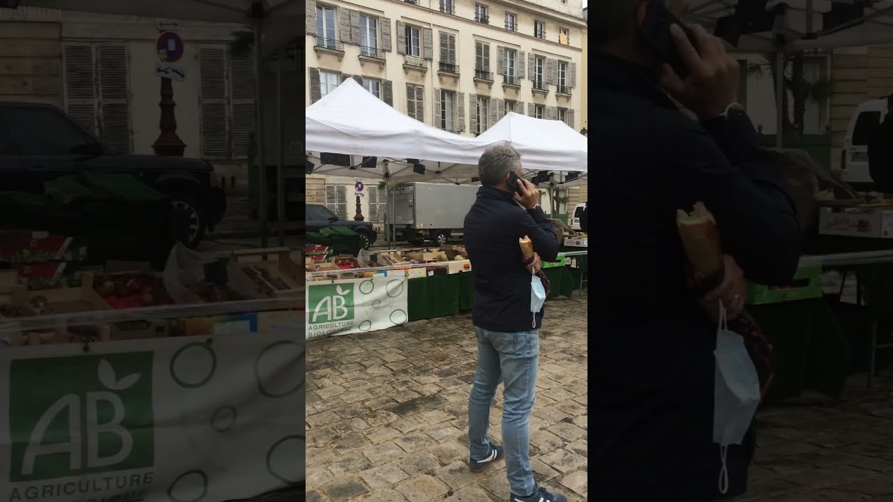 الاسواق الشعبية في مدينة فرساي Versailles باريس لبيع الخضار والفواكه واللحوم السياحة مع اناقة انثى