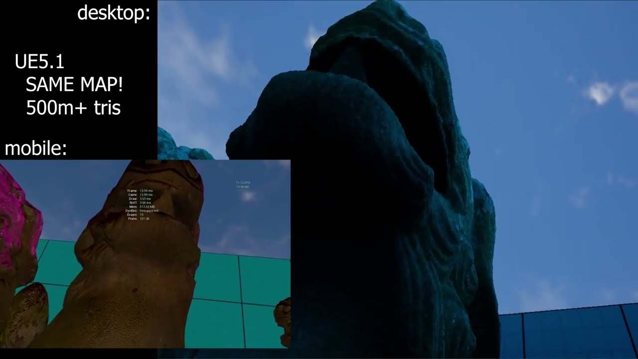 Unreal Engine 5.1 same Nanite map running on Quest and Desktop VR