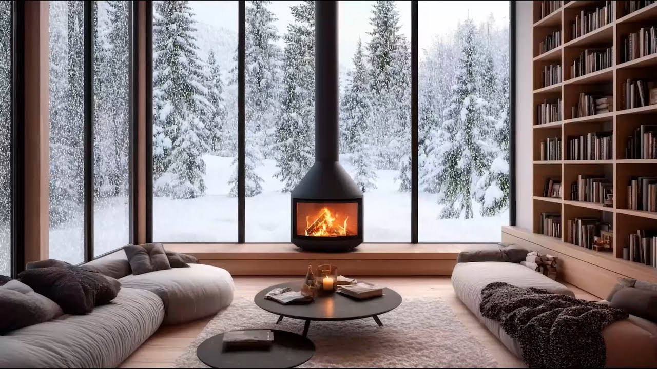 January Retreat by the Fireplace Glow | Crackling Logs for deep Relax and Better Sleep