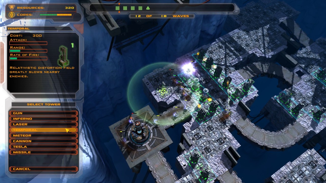 Defense Grid - Mission 10 - Veil of Ice - Green Towers Only - Gold