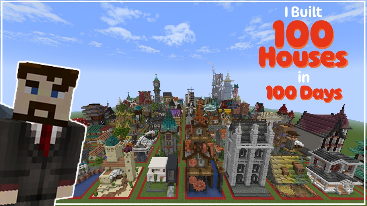 I Built 100 Houses in 100 Days in Minecraft | Full Movie