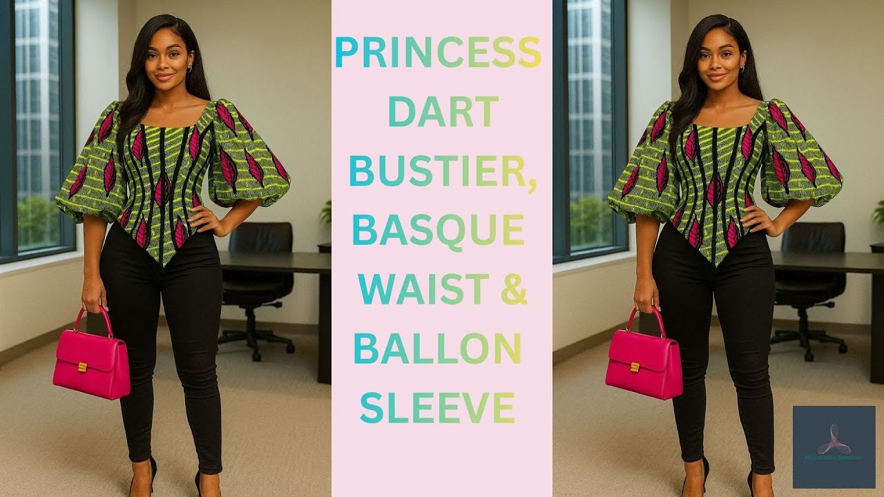 How to Sew a Princess Dart Bustier Blouse with Front Basque Effect and Bubble sleeves | Step-by-Step
