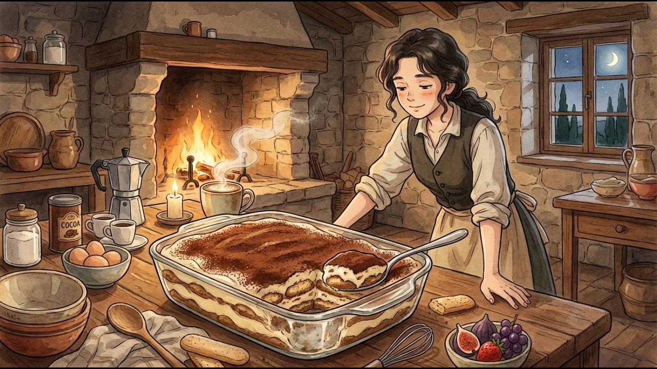 Cozy Italian Night Routine: Making Tiramisu | Cinematic Moka Pot Sounds | Ghibli Style ASMR