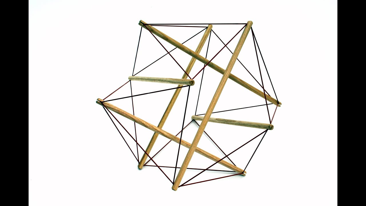 TensegriToy: Ikosaeder mit 6 Stäben - building a tensegrity model - Faszienmodell