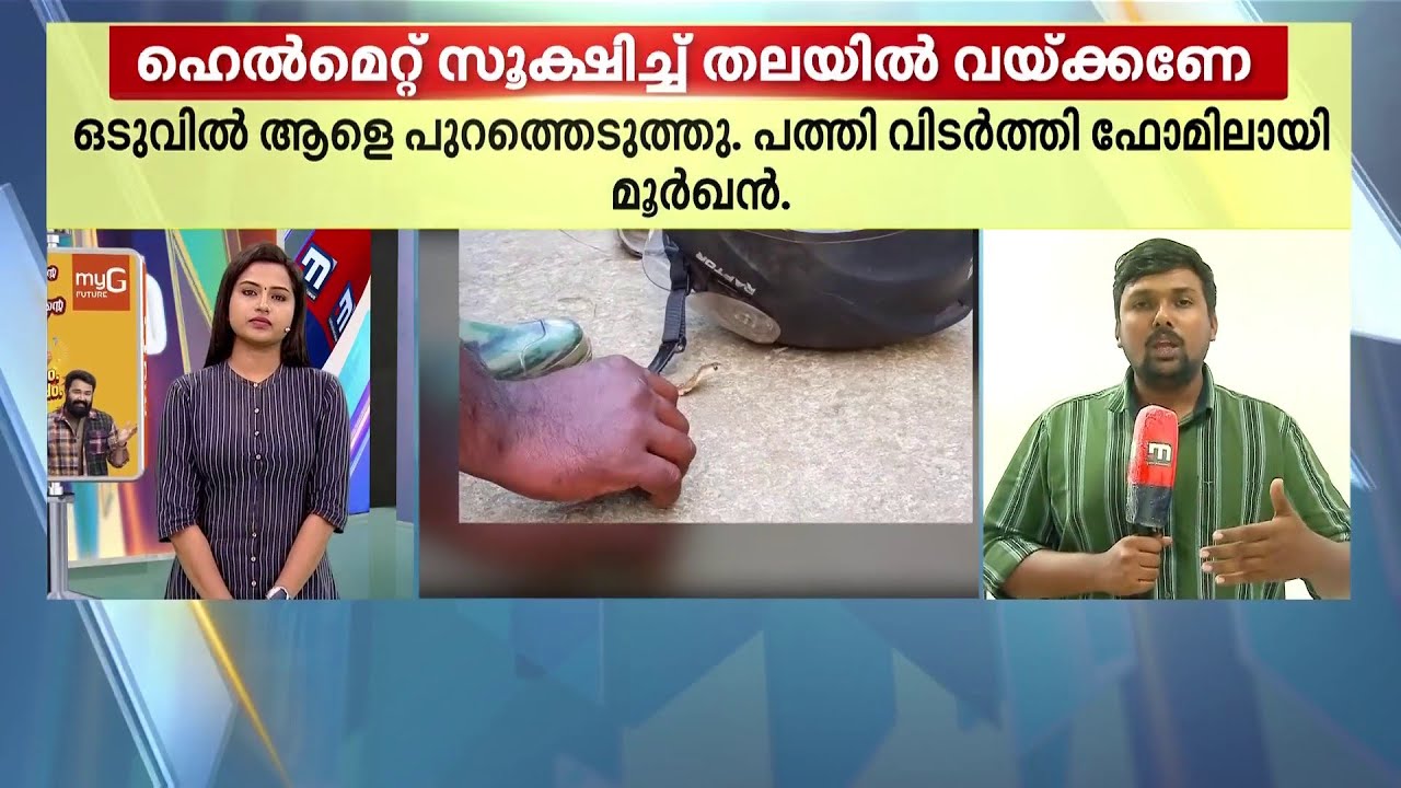ഹെൽമറ്റിനുള്ളിൽ കയറിക്കൂടിയ മൂർഖൻ പാമ്പ്; ഭാ​ഗ്യം കൊണ്ട് രക്ഷപ്പെട്ട യാത്രികൻ | Thalsamayam Reporter