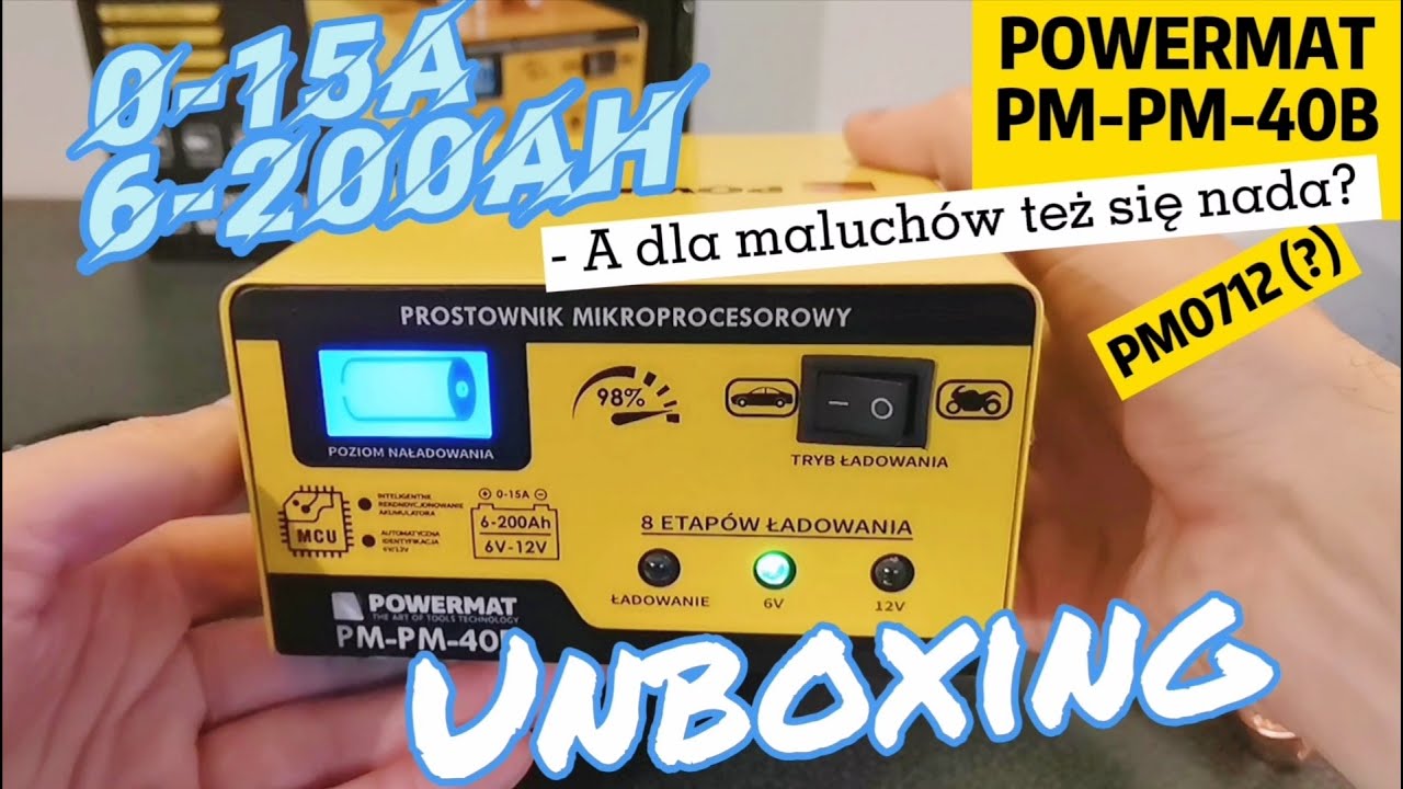 Prostownik mikroprocesorowy POWERMAT PM-PM-40B - unboxing