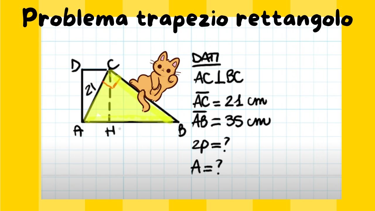 Problema Area Trapezio rettangolo || formula inversa || seconda media || Teorema di Pitagora