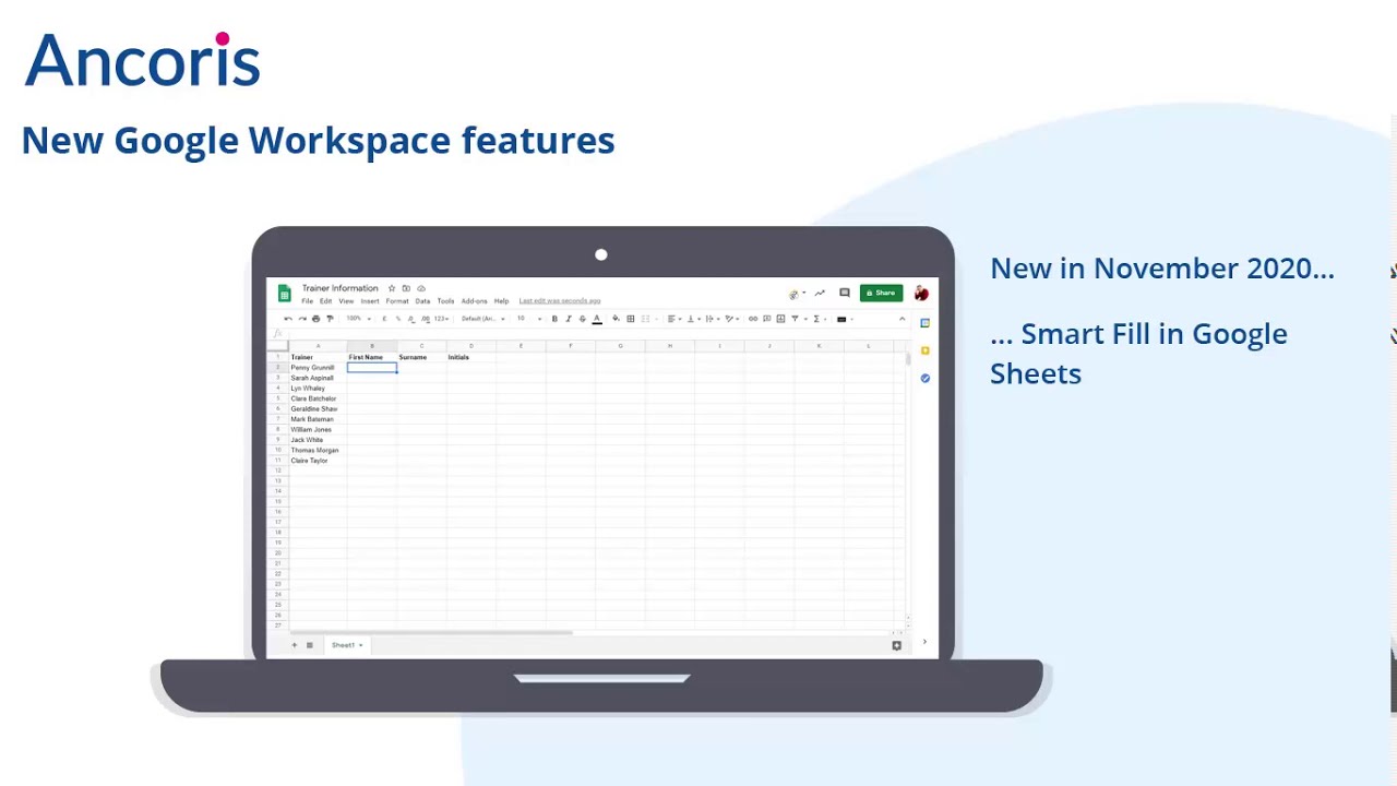 Smart Fill in Google Sheets