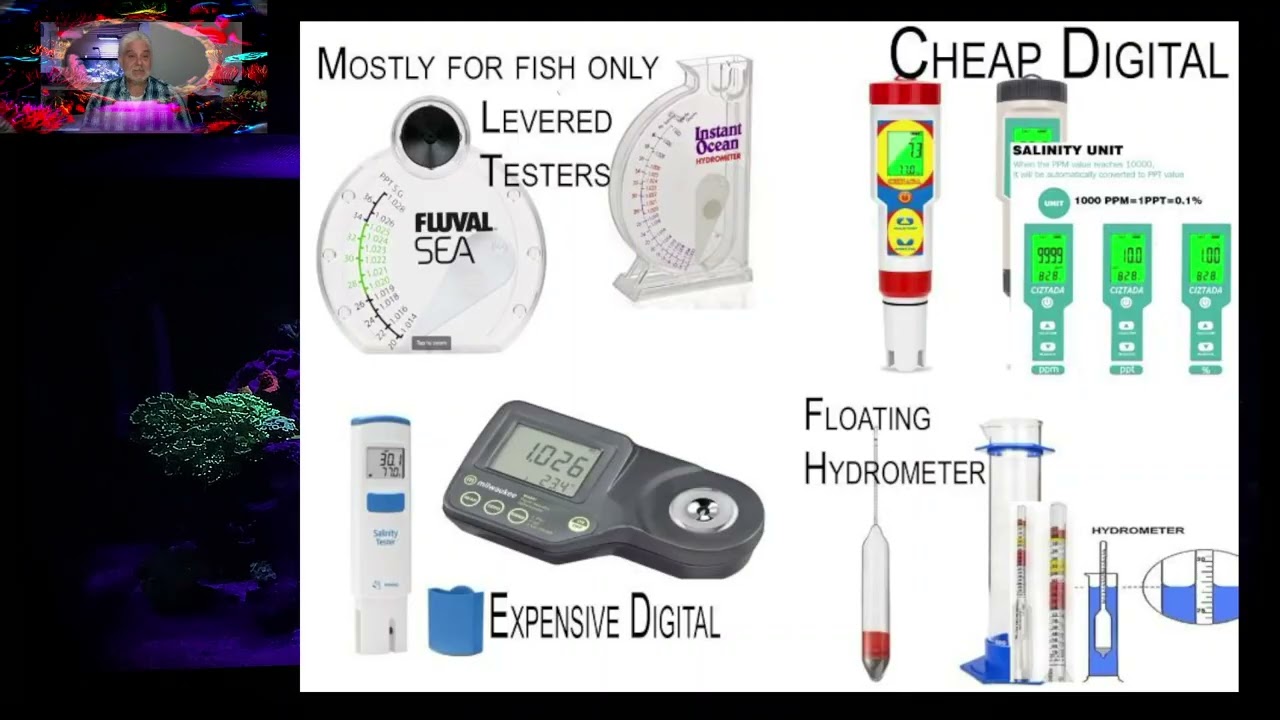 Salinity testing with refractometers, Hydrometers , digital meters and floating hydrometers