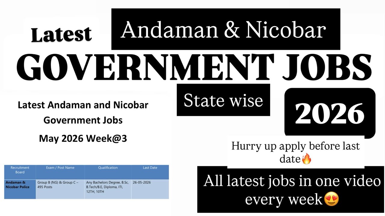 Andaman and Nicobar Govt Jobs 2026 | Andaman & Nicobar Govt Jobs May 2026| Jobs in Andaman & Nicobar
