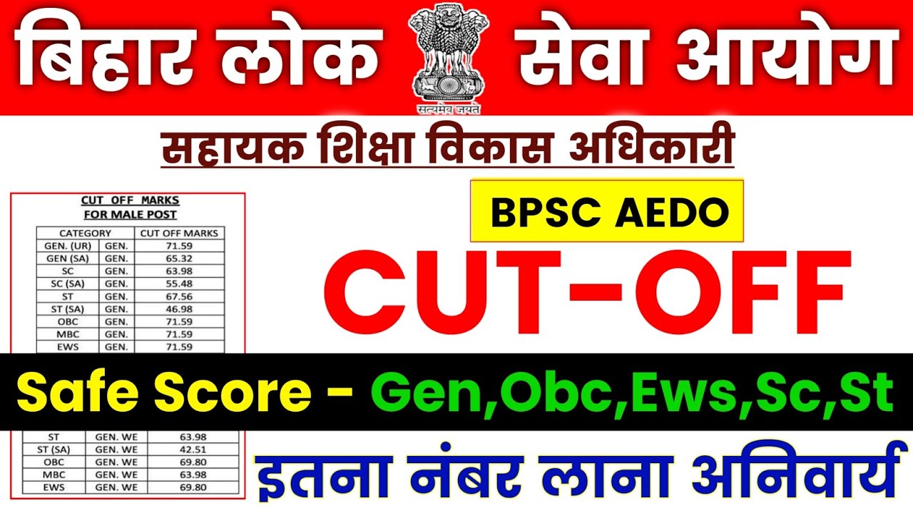 BPSC AEDO Exam Date 2025 Update | Bihar AEDO Safe Score | BPSC AEDO Expected Cut Off | BPSC AEDO