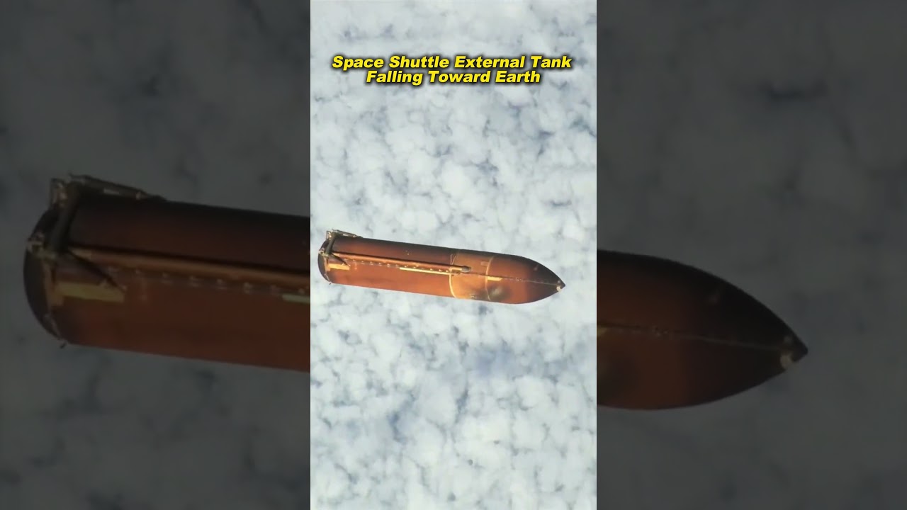 Space Shuttle External Tank Falling Toward Earth