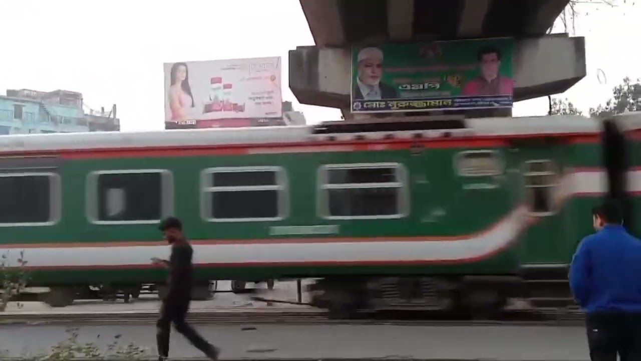 Kalni Express Train passing through Tongi Railgate and entering Tongi Station.